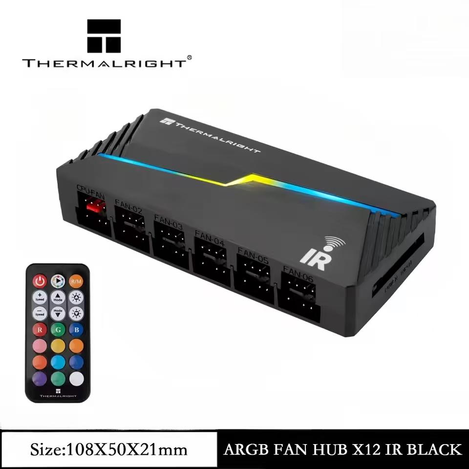 Thermalright ARGB AND FAN HUB X12 IR BLACK&WHITE Supports power supply ARGB lighting interface Supports 12 fans at the same time FAN HUB X12 IR BLACK