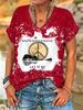 Ilstile Feminino Que Mundo Maravilhoso Árvore da Vida Camiseta Desbotada Estampa Boho Hippie Gola V Manga Curta Solta Casual Top
