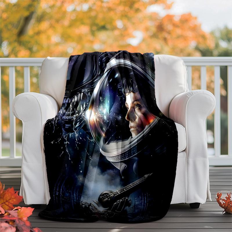 Alien Flannel Blanket Soft Warm All-Season Throw, Design for Camping, Car Travel, Hiking Sofa, Bed, Office Perfect Gift for Parties