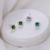 S925 Silver Retro Emerald Diamond Square Earrings - Women's Luxury Green Fashion Jewelry