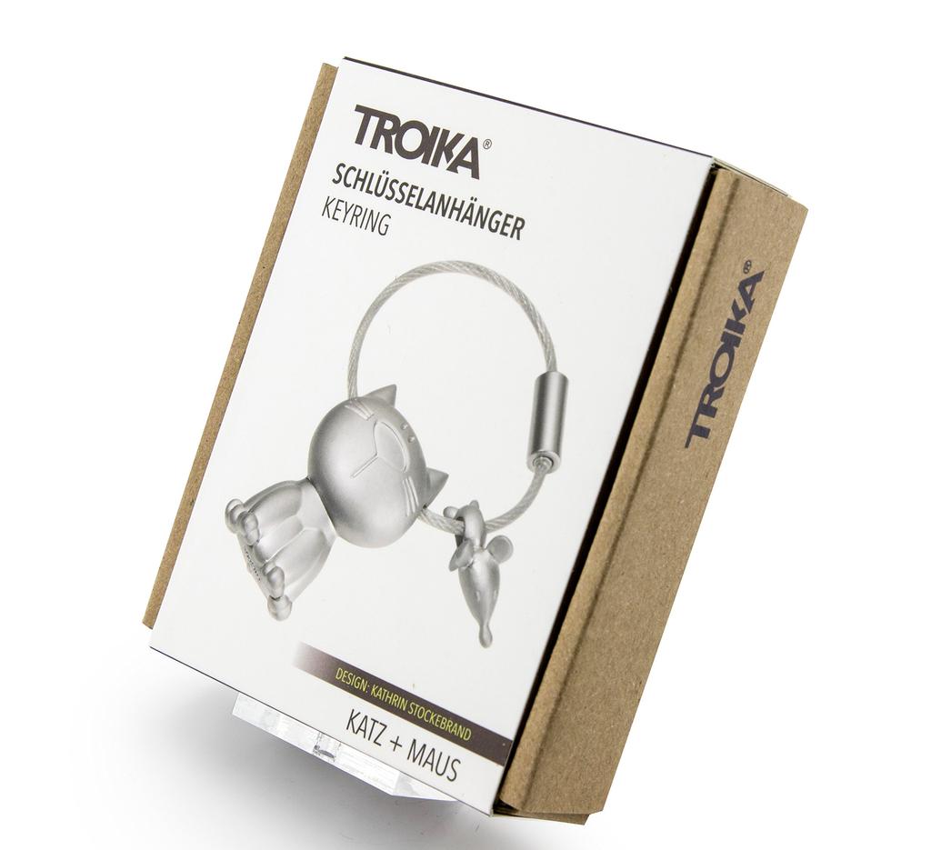 TROIKA Cat and Mouse Keychain, Cat + Mouse, Cat Goods, Key Ring, Accessory, Charm