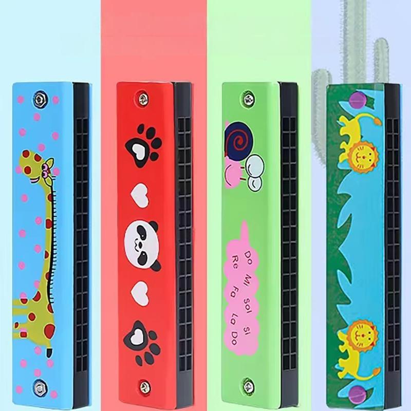 1PC Multicolored Mouth Organ Cute Cartoon Wooden Harmonica 16-Hole Musical Instruments Beginners Suitable Woodwind Harmonica ZYF