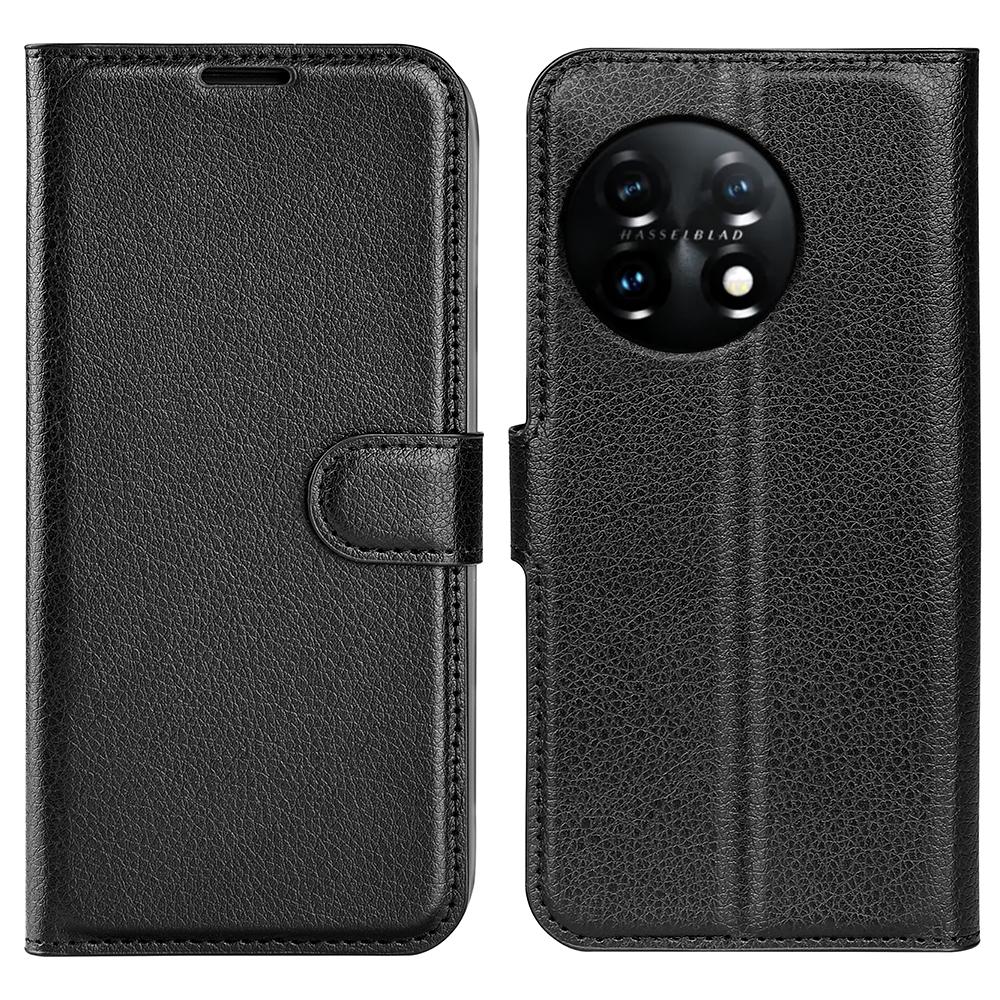 

Phone Stand Wallet Cover for OnePlus 11 5G,Litchi Texture Book Style PU Leather Phone Flip Case Black