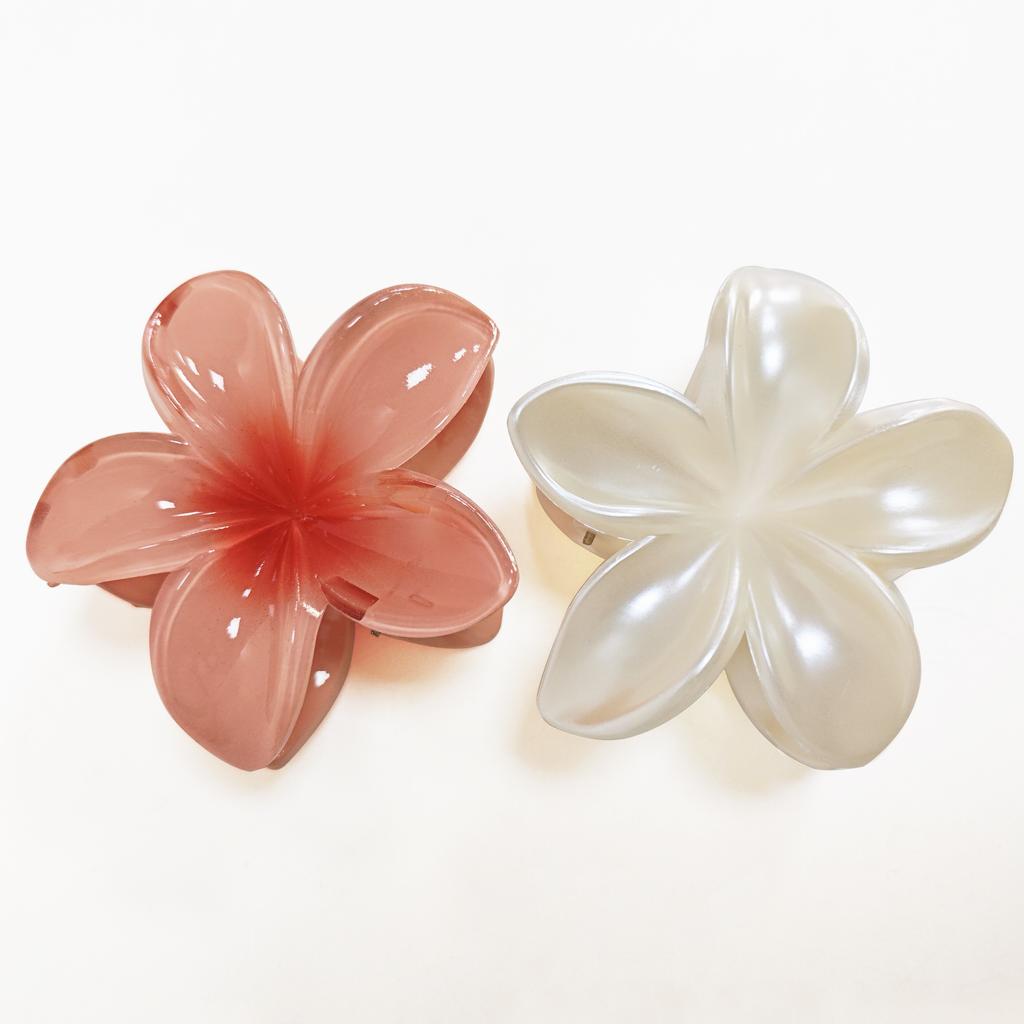1/2Pcs Gradient Colored Flower Acrylic Hair Claws Clip Women Girls Sweet Hairpins Beach Hawaiian Style Hair Accessories