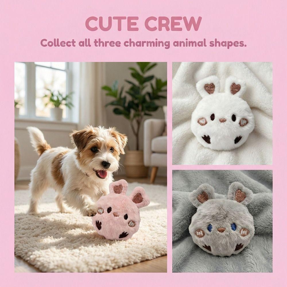 Bunny Shape Plush Dog Toy Ball Bite Resistant Puppy Squeaky Toy Cute Pet Bouncy Ball Fetch Game