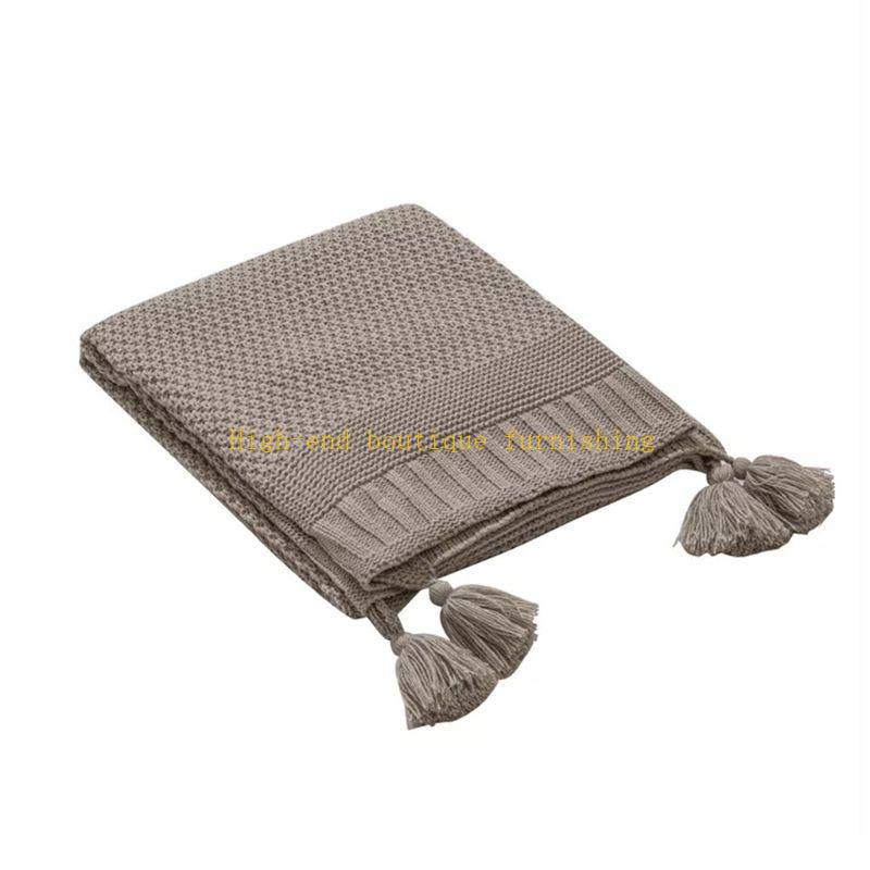  Nordic Chunky Sweater Knit Throw Blanket Solid Color Tassels Soft Warm Office Nap Air Conditioning Shawl Couch Sofa Chair