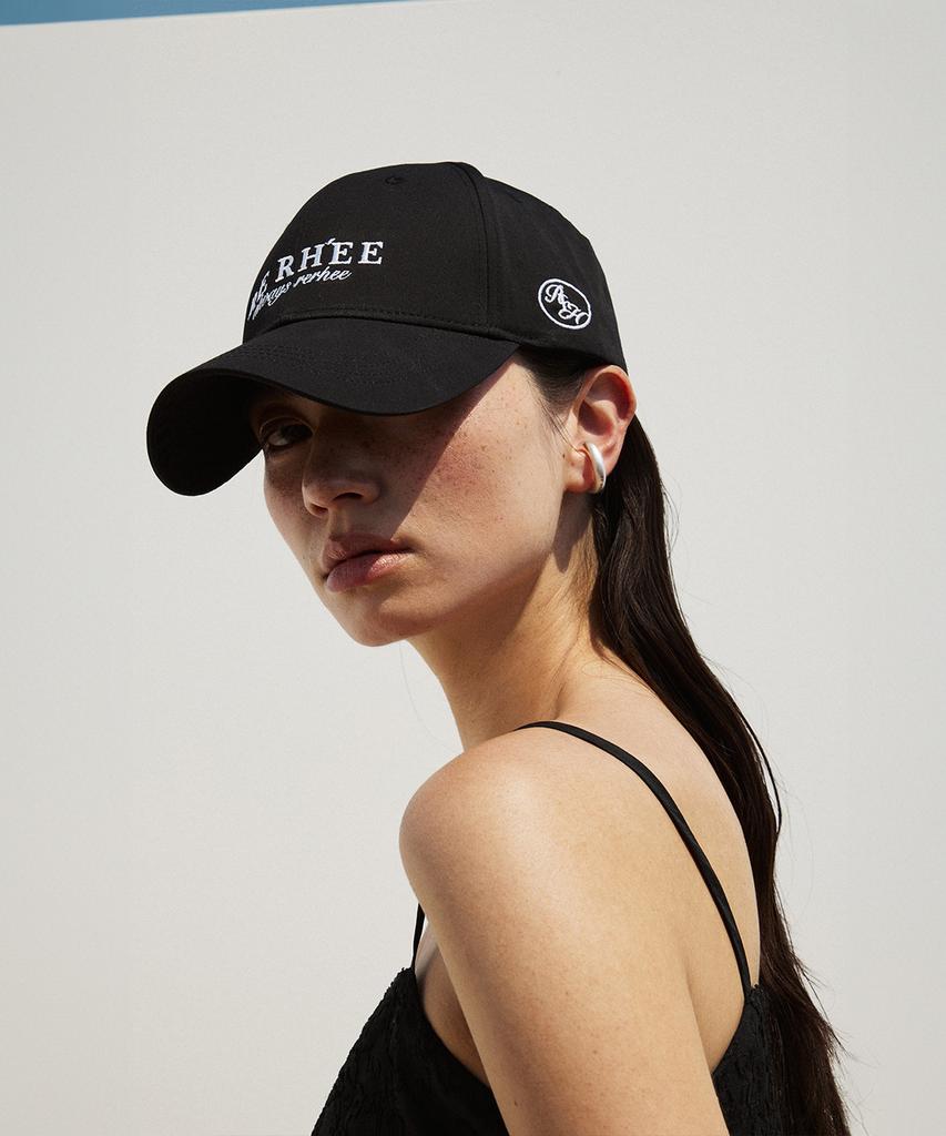 RE RHEE Logo Embroidered Cotton Ball Cap Black