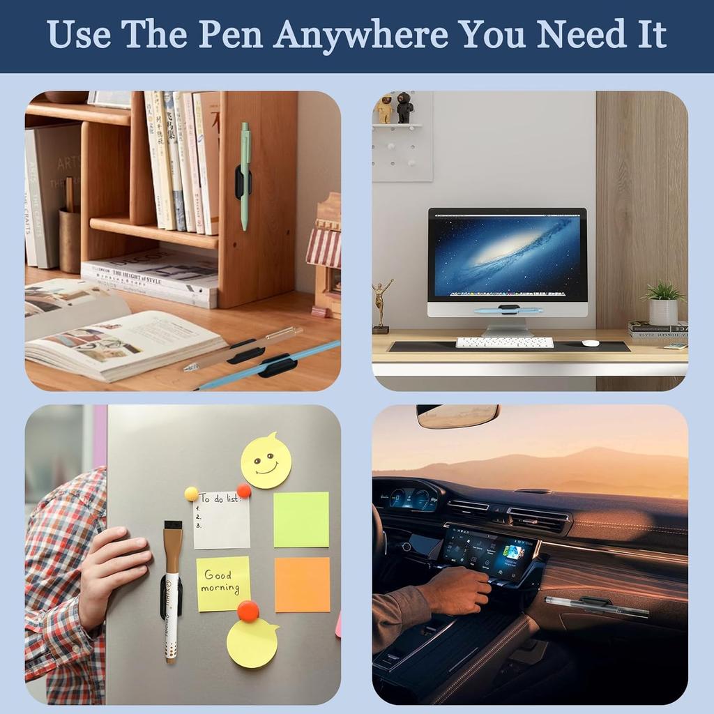 ZUFECY 15-Pack Rubber Pen Holder, Adhesive Silicone Pencil Holder for Desk and Wall, Pen Holder for Clipboard, Classroom Supplies for Desk