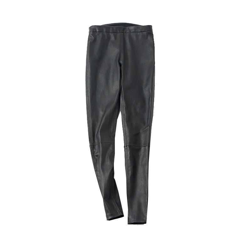 Women's High-Waist Slimming Lambskin Leather Pants: Sexy, Hip-Hugging, Casual, Long, and High Elasticity