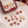 Year Of The Dragon Festive Chinese Style Diamond-Set Natal Year Earrings, Guochao Red New Year'S Blessing High-End Ear Buckles