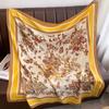 90X90Cm Vintage Butterfly Print Handkerchief Scarf For Women Imitation Silk Shawl Scarfs Female Square Head Scarves