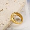 JOVO LOVE Simple Bread Shape Texture Thread Ring For Women Summer Stainless Steel Waterproof Rings Ladie Jewelry Gift