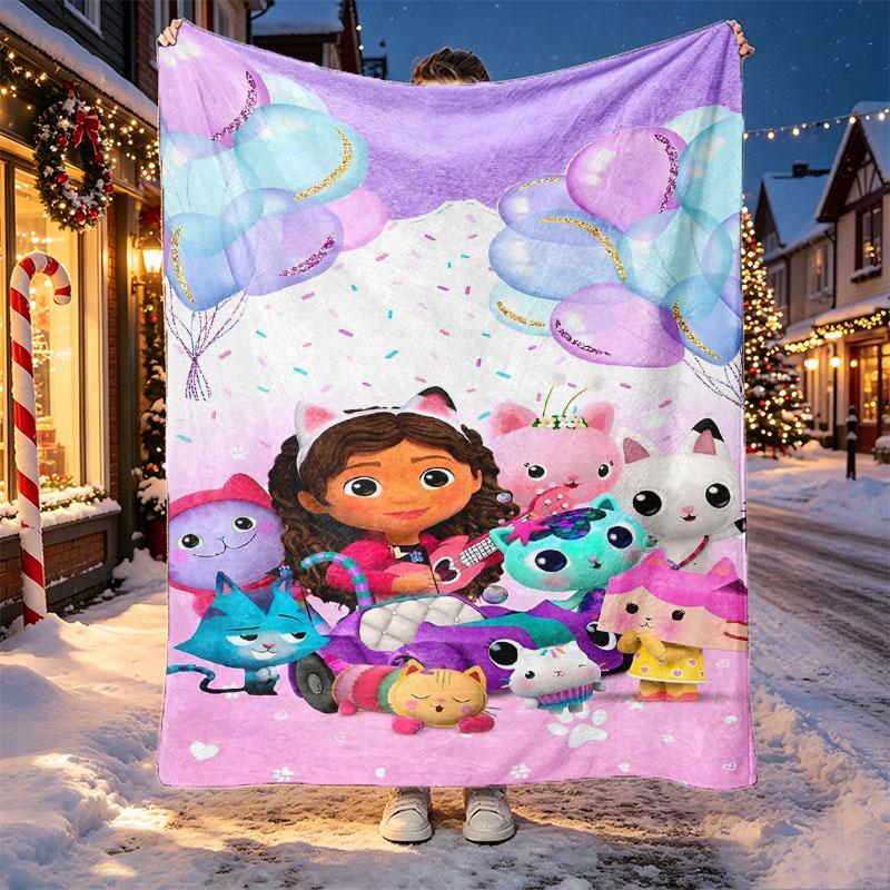 Gabby's Dollhouse Pattern Blanket for Home Decoration, Bed, Sofa, Car Travel, Camping, Suitable for All Seasons, Birthday Christmas Gift