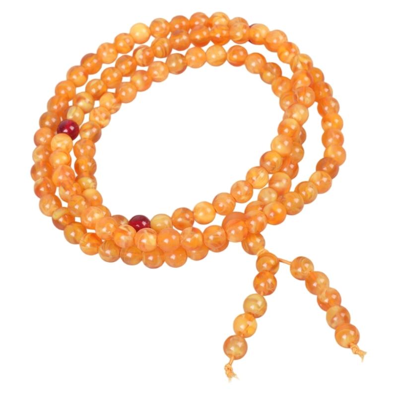 Vintage Style Smooth Amber Prayer Beads Necklace Lightweight Rosary Beaded Jewelry For Mindfulness Rituals
