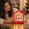 Christmas Red House Snowman Musical Night Light – LED-Illuminated Rotating House-Shaped Ornament