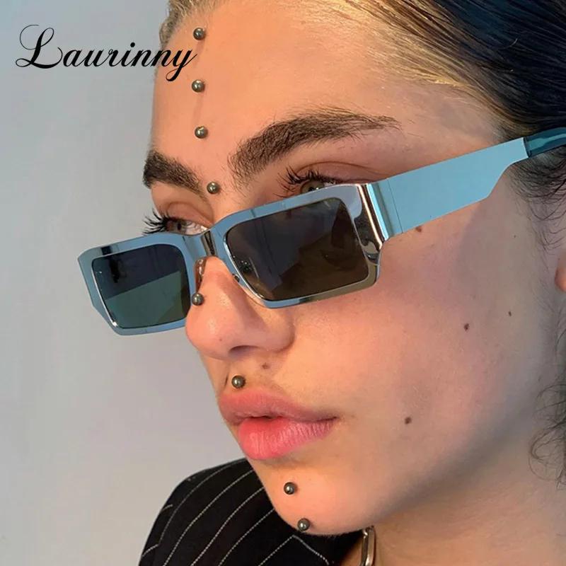 Trend Metal Rectangle Sunglasses Women Brand Design Shades Eyewear Men Silver Steampunk Sun Glasses Female Uv