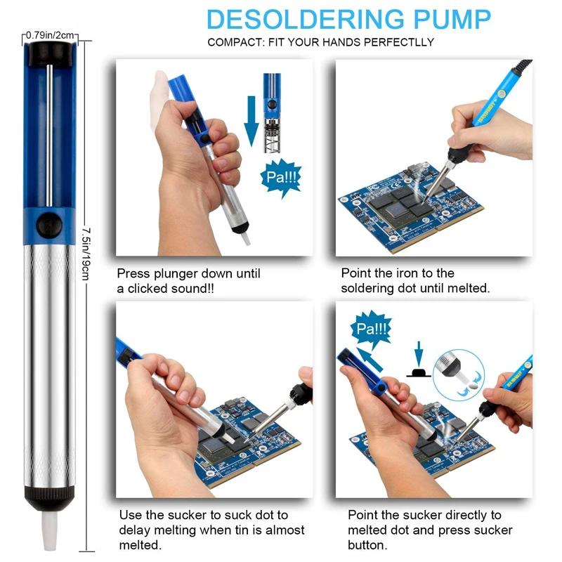 80W Digital Soldering Iron Kit: Adjustable Temp (220V) with LCD Display, Ceramic Heating, Flux & 5 Tips for Precision Welding