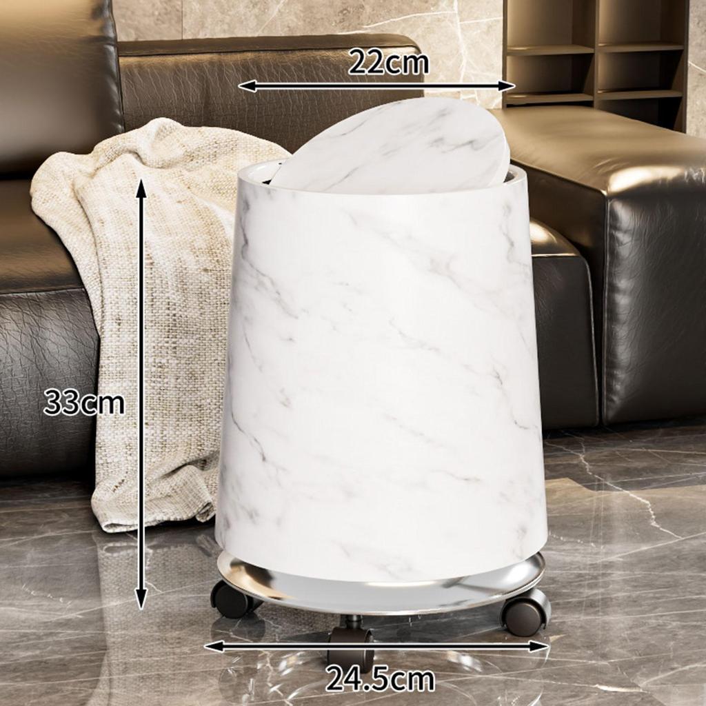 Marble Trash Bin Household Trash Bin Double Layer Household Trash Can Rolling Garbage Bin Removable Inner for Bedroom Home