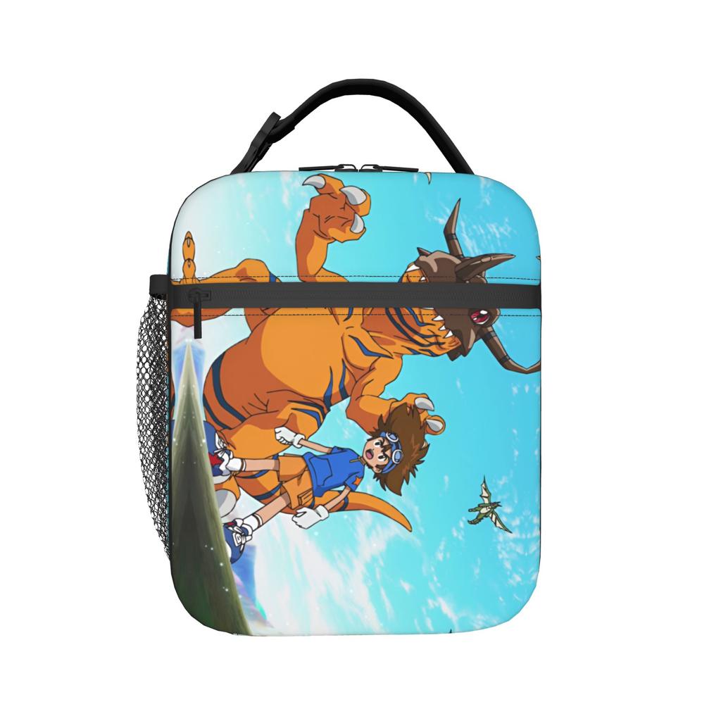 Custom D-Digimons Lunch Bag Men Women Cooler Thermal Insulated Lunch Box for School