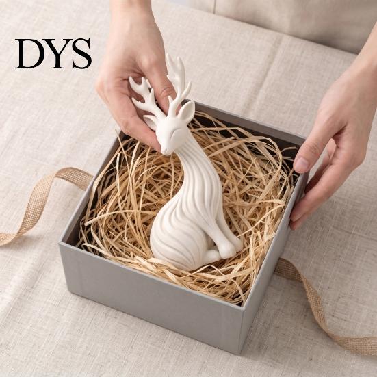 Festive Table Decor for Holiday 3D Printed Reindeer Figurine, Minimalist Sitting Deer Sculpture, Small Animal Figurines Office Christmas Tabletop