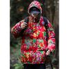 A1 Hanfu Team Uniform: Warm Couple's Lambswool Coat with Detachable Hood, Chinese Style, Cold-Protection, Big Flower Design.