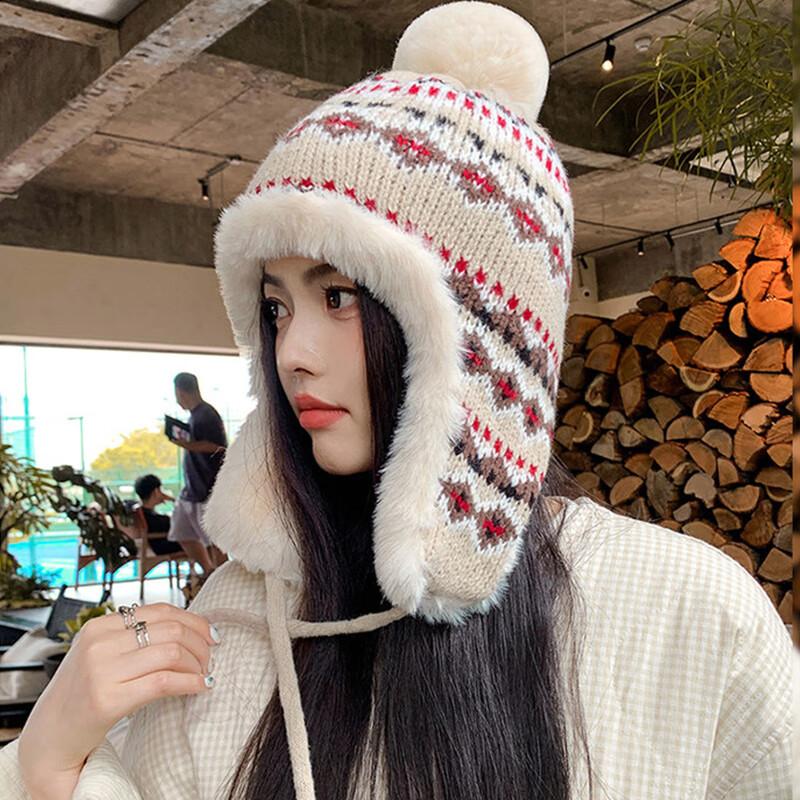 XUEXIMAN Fair Island Women's Winter Northeast Cold-Resistant Ear Protection Knitted Cotton Hat Windproof Harbin Travel Warm Lei Feng Hat