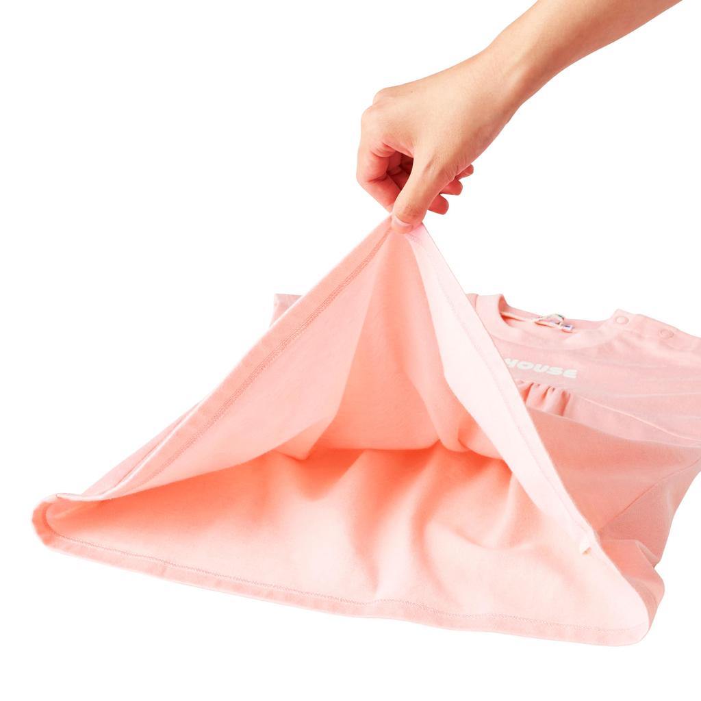 MIKI HOUSE Back Logo Short Sleeve Dress, Solid Color, Logo, Girls' Baby/Kids' Clothing, Kindergarten/School, Pink, 10-1911-683, 110cm