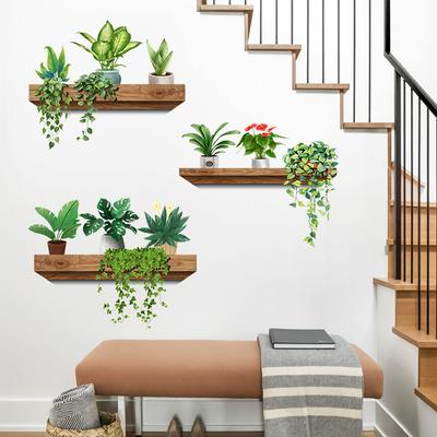 Simulation Green Plant Wall Sticker Self Adhesive Removable Waterproof Living Room Sofa TV Background Home Decor