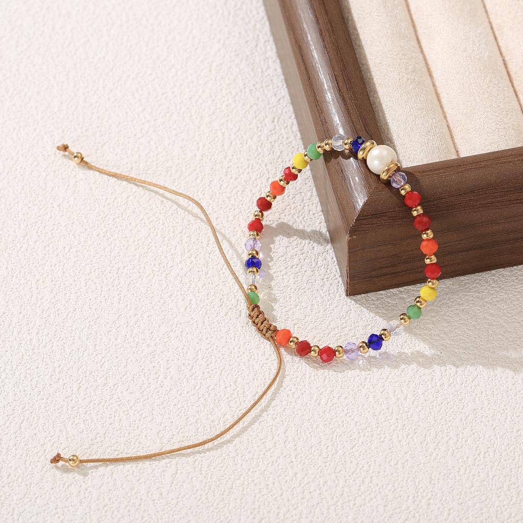Multicolor Beaded Golden Freshwater Pearl Adjustable Bracelet for Women Bohemian Jewelry Gift