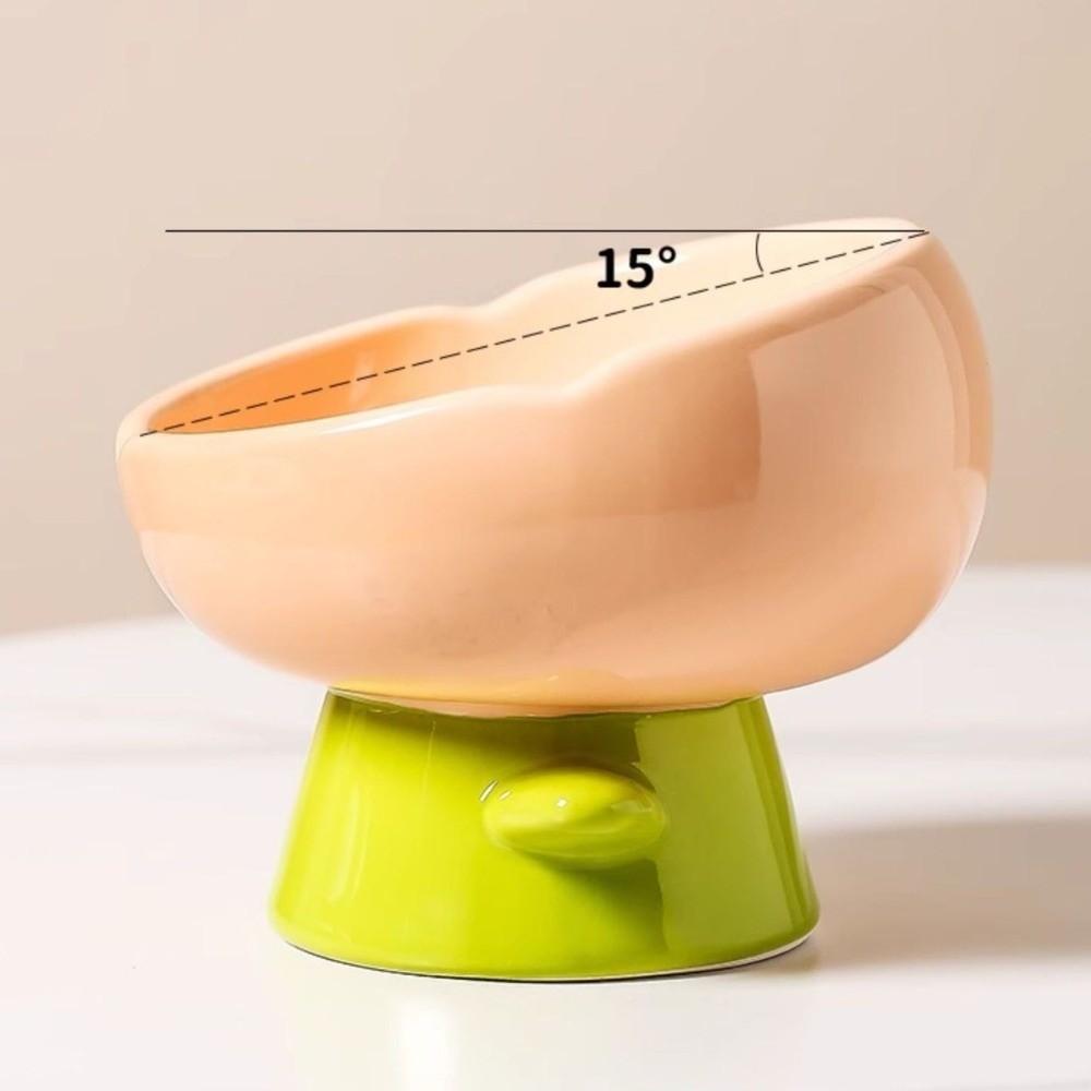 Non-slip Ceramic Cat Bowl Flower Shaped High Foot Bowl Simple Dog Food Bowl Pet Drinking