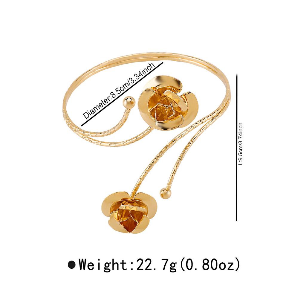 B1111 Sweet and fresh double-headed enamel glazed flower armband, elegant and stylish line ring open arm bracelet