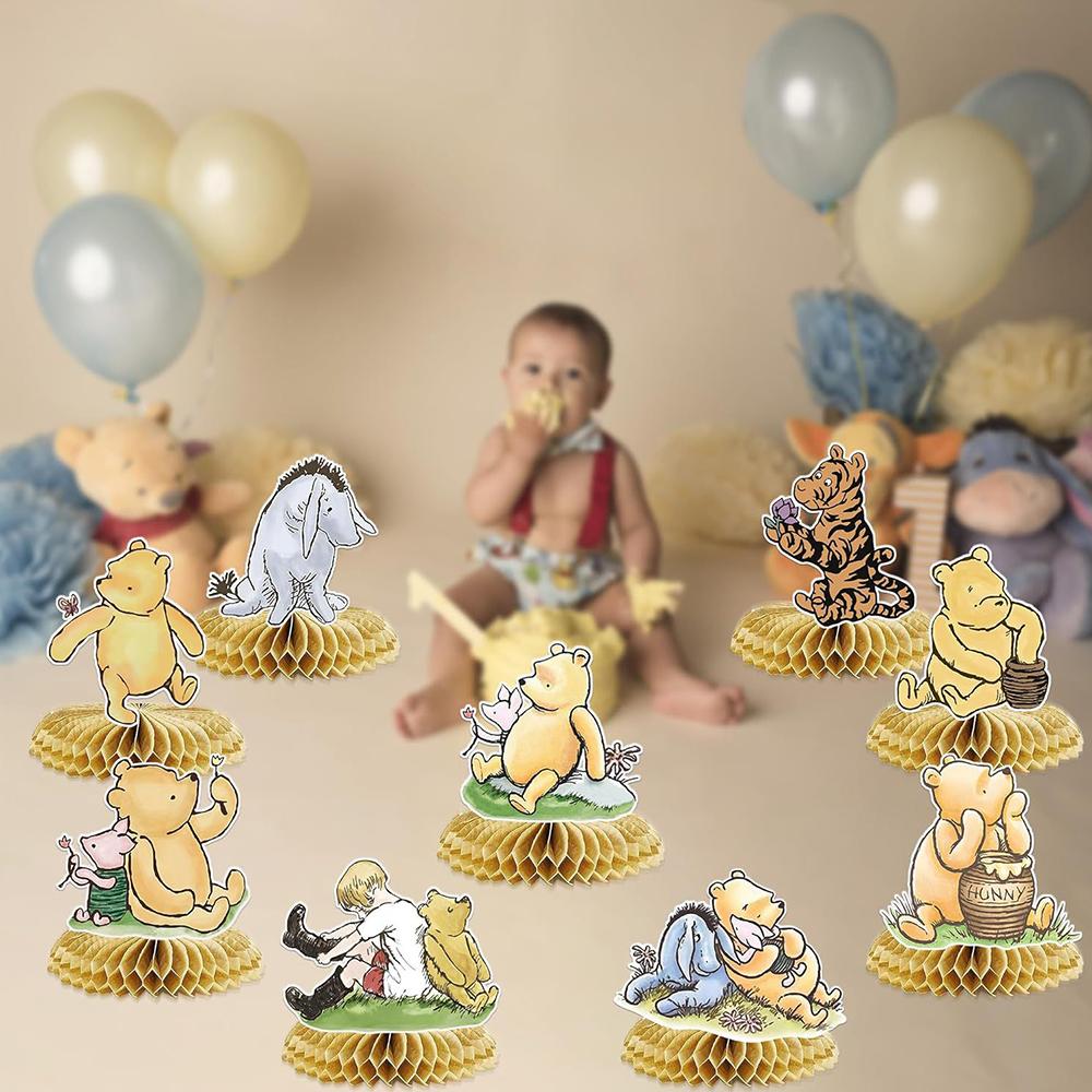 9pcs Winnie The Pooh Honeycomb Centerpieces For Baby Shower, Party Supplies