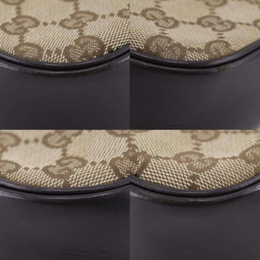 GUCCI Bamboo Shoulder Bag 001.387 Handbag Brown GG canvas Women Used
