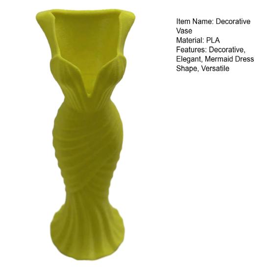 Yousheng Evening Dress Vase, Elegant Mermaid Dress Vase, 3D Printed Plastic Decorative Vase for Home Table Shelf