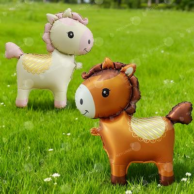 Cartoon Cute Styling Pony Balloon Horse Aluminum Film Balloon for Farm Party Photography Props Birthday Decoration