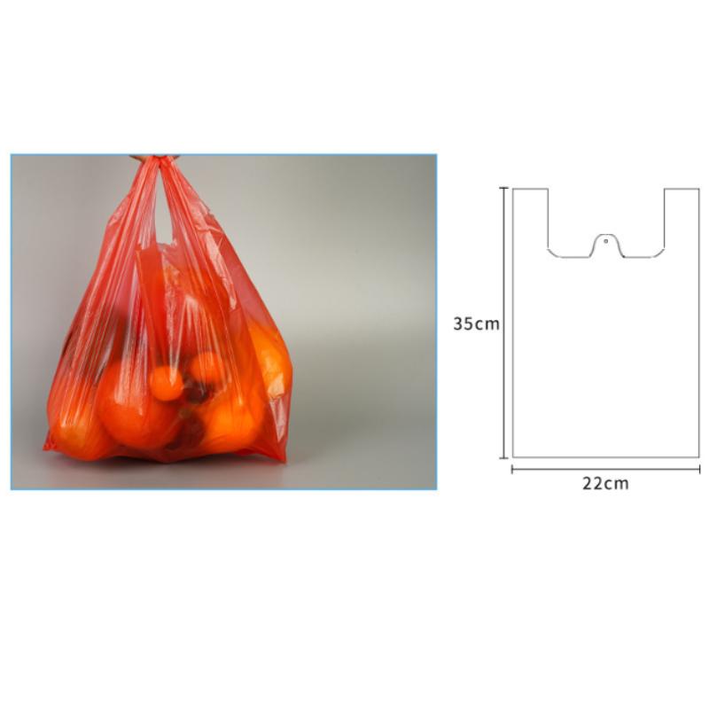 Durable Red Plastic Bags for Grocery Storage and Garbage Disposal