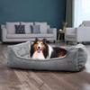 FEANDREA Dog Bed, Linen-Look Pet Bed, Dog Sofa Bed with Raised Edges, Non-Slip Bottom, Removable Washable Cover, XL, for Large Dogs, 110 x 75 x 27 cm
