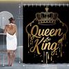 1/4 Stück Goldene Krone Druck Duschvorhang Set, Dekorative Badezimmergarnitur Enthält Duschvorhang, Rutschfeste Bodenmatte, Toilettensitz