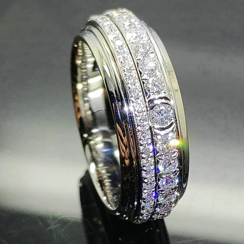 

Huitan Creative Promise Rings AA Cubic Zircon Sparkling Wedding Rings for Women Silver Color Engagement Trendy Drop Ship 10