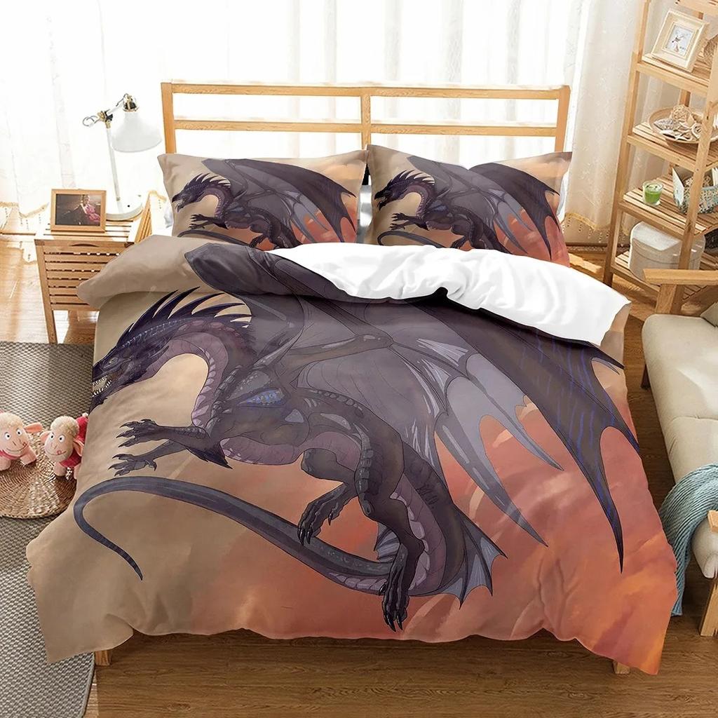 Cartoon Dragon Duvet Cover Set Fly Dragon Wild Animal Comforter Cover for Kids Boys Men Bedding Set Lightweight Soft Quilt Cover