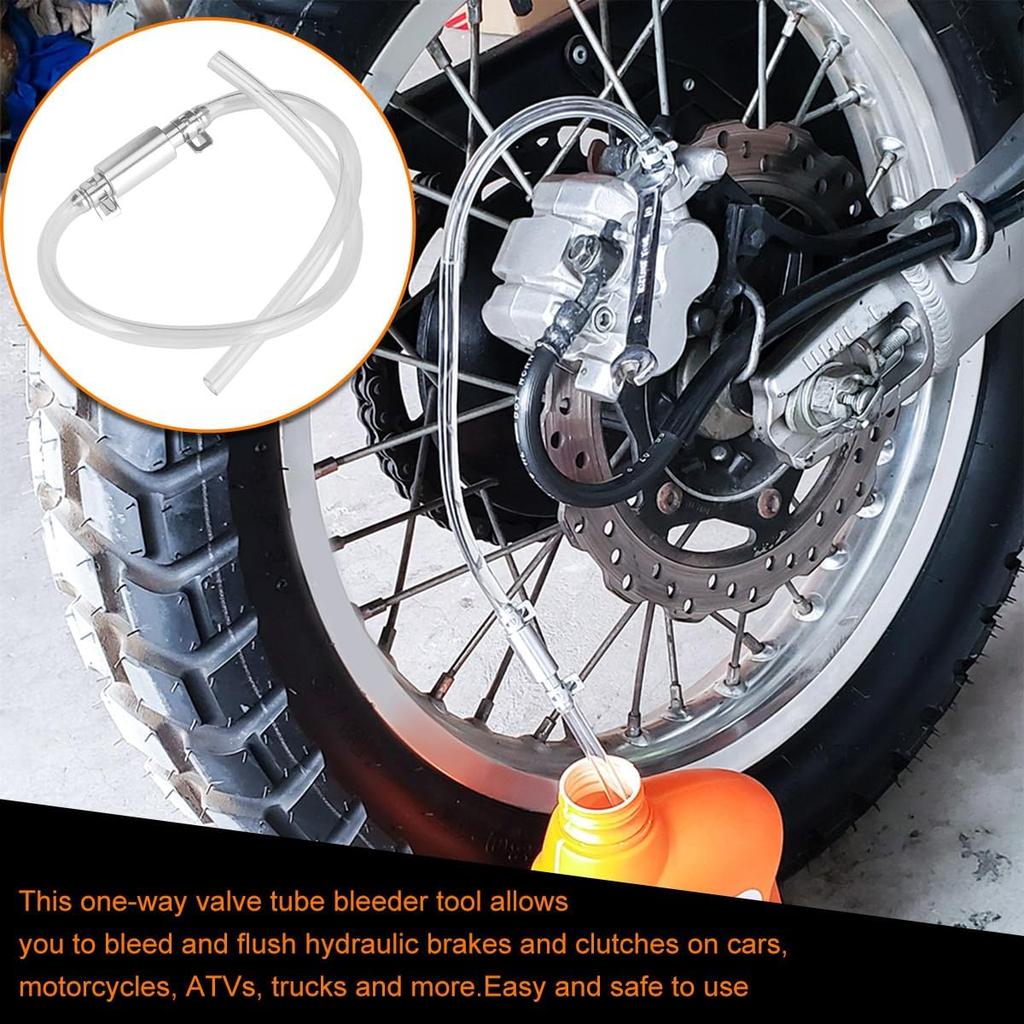 2 PCS Brake Bleeder Hose, One Way Check Valve Tube Bleeding Tool Kit for Motorcycle Clutch, Hydraulic Brake Fluid Bleeder Replacement Hose,