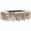 VidaXL Ensemble à manger de jardin et coussins 11 pcs beige poly rotin, ensemble de salle à manger d'extérieur 3210850