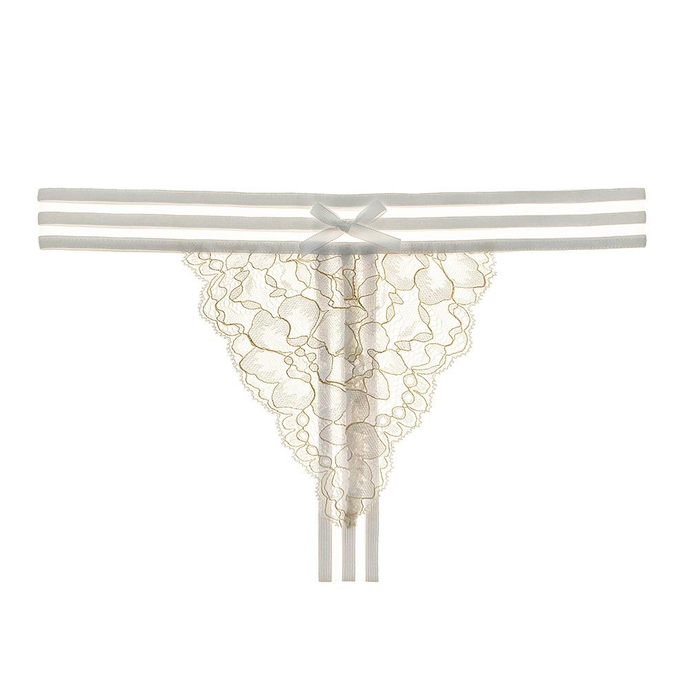 Fully Transparent Lace Tback Ultra-thin Design Sense Striped Sexy Panties Hot Temptation Thong Female 2274