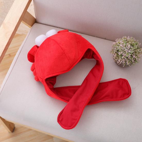 Crab Headgear Lovely Long Ears Red Color Soft Head Cover Cross-dressing Headwear Plush Cartoon Hat Party Costume Cosplay Props for Selfie Photography