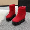 12.5CM Women Mid Calf Winter Knitting Plush Hidden Heel Woman Warm Winter Boots Platform Thick Sole Shoes Women Boot