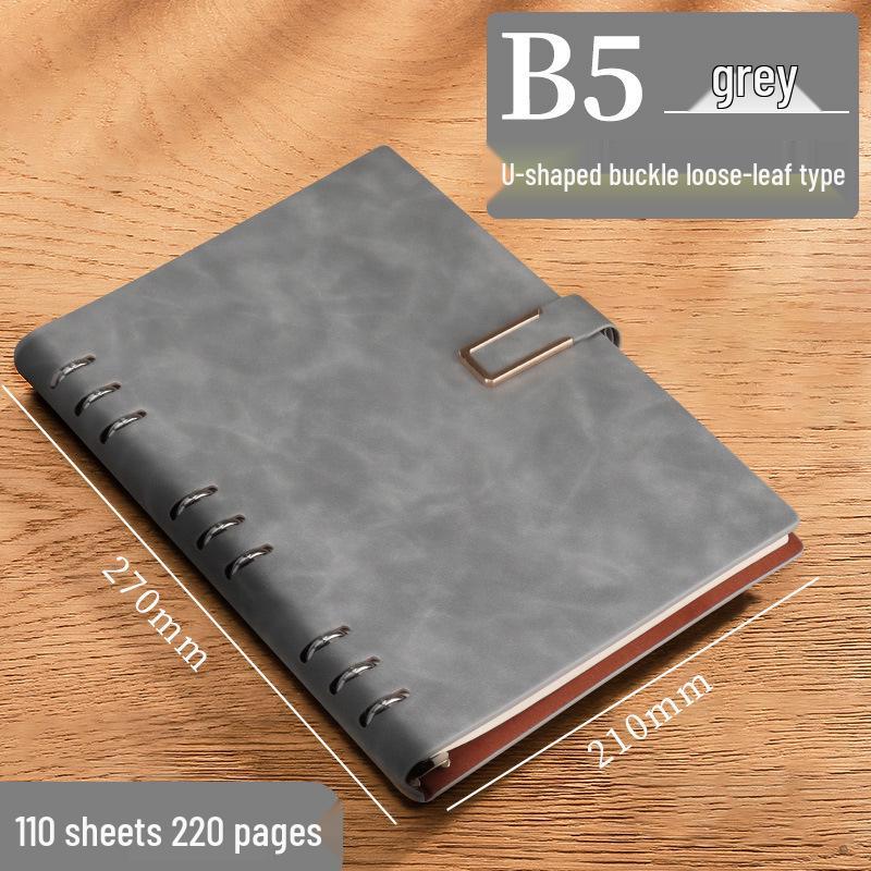 A5 Leather Business Notebook with Logo Printing, Thick Ring Binder & Buckle Closure - Perfect for Office Notes