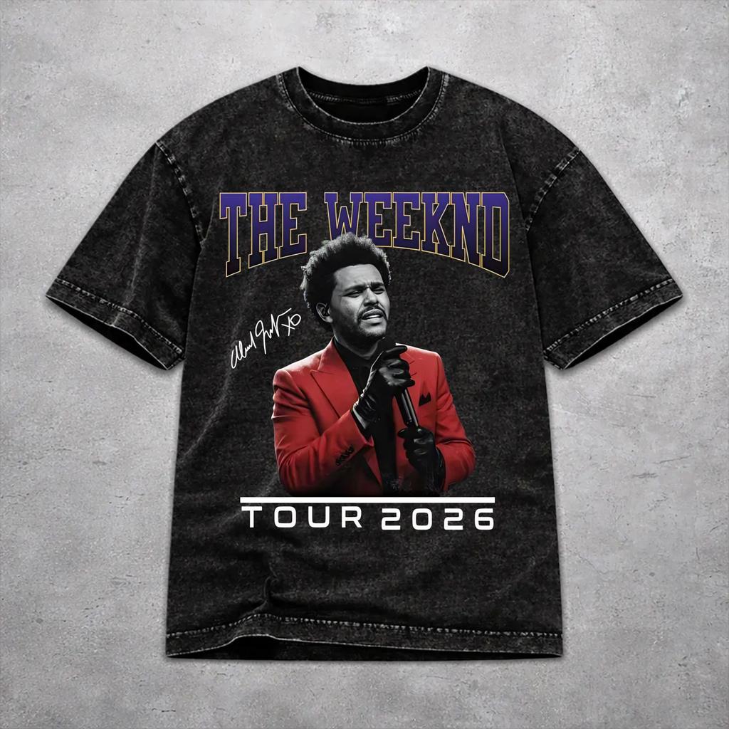 Retro Men Women The Weeknds After Hours Til Dawn Tour 2026 Tee Shirt Cotton Washed T Shirts Outfits
