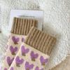 Women Autumn Winter Mid Length Socks Fashionable Versatile Purple Heart-Shaped Soft Warm Comfortable Casual Long Socks