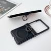 Ring Holder Leather Case for Samsung Galaxy Z Flip 7 6  Zflip 3 4 Magnetic Bracket Stand Matte Shockproof Cover