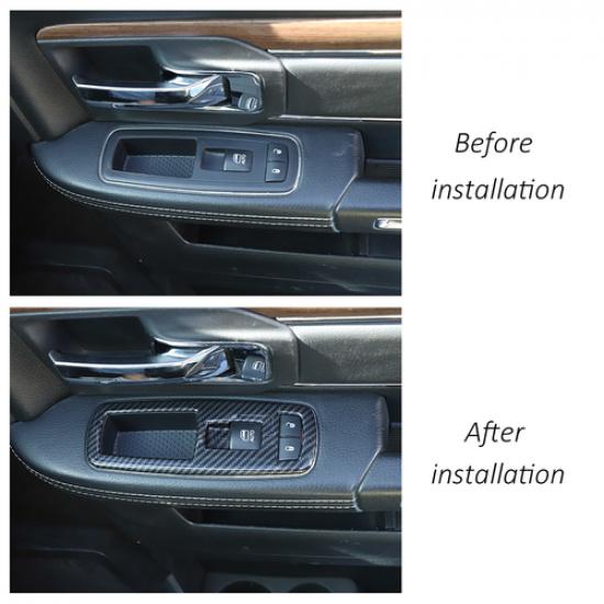 4pcs Window Lift Switch Panel Cover Trim for Dodge Charger 2011+ & Ram 2010-2017